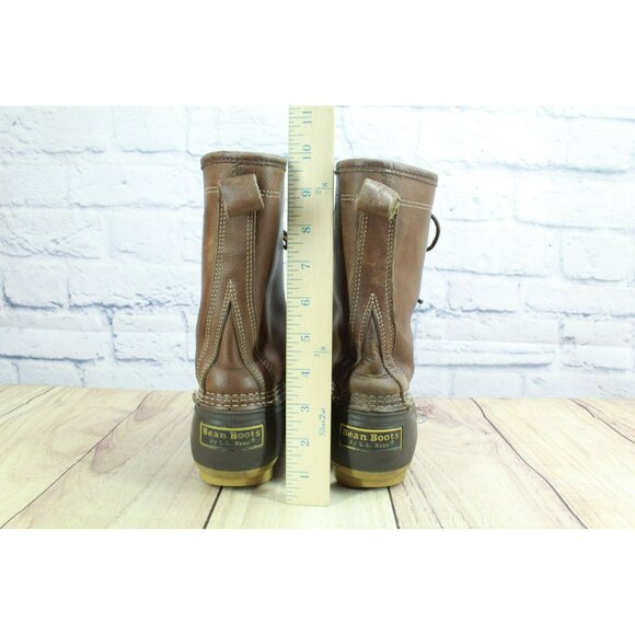 LL Bean Leather Shearling Lined Lace Up Insulated Mid Calf Duck Boots Size 8 M - Picture 6 of 10